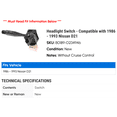 thumbnail image 2 of Headlight Switch - Compatible with 1986 - 1993 Nissan D21 1987 1988 1989 1990 1991 1992, 2 of 2