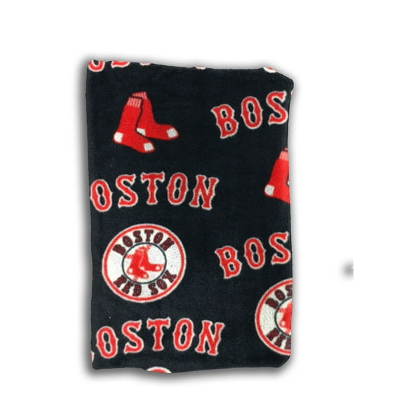 Boston Red Sox 58" x 2 yd 100% Polyester Fleece Logo Baseball Sports Precut Sewing & Craft Fabric, Red and Navy Blue
