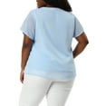 thumbnail image 4 of MODA NOVA Juniors Plus Size Blouses Pin Dots Round Neck Basic Top Blue 3X, 4 of 7