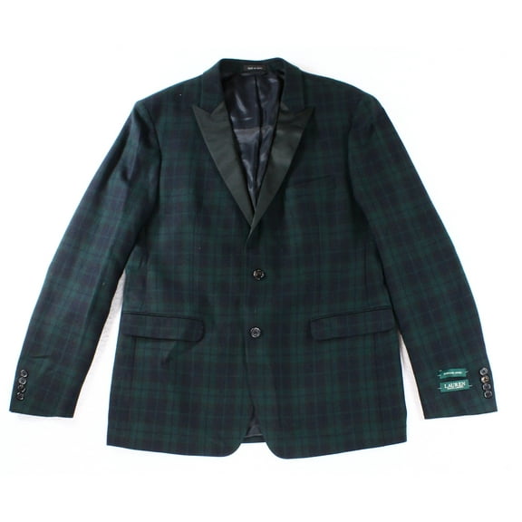 NEW Green Men Size 38 Plaid Two Button Blazer