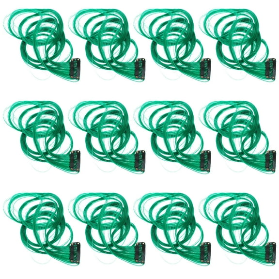 OATIPHO 12 Pcs Green Hair Extensions Colored for Girls with Quick Hairstyle Change Christmas