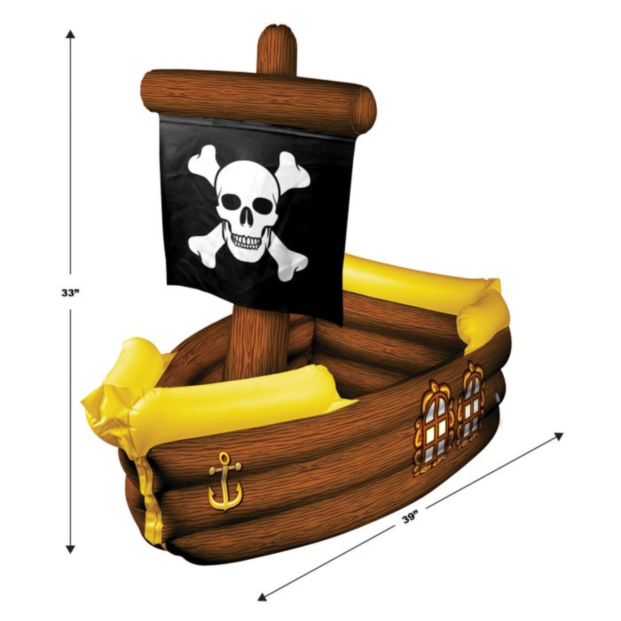 Beistle Inflatable Pirate Ship Coolers - 33" - Brown and Yellow