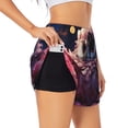 thumbnail image 1 of Balery Cute Flower Owl Pantalones cortos deportivos para mujer con forro y dos bolsillos, elásticos, para entrenamiento, gimnasio, yoga-Large, 1 of 7