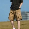 thumbnail image 7 of cllios Men's Big and Tall Cargo Shorts with Pockets Loose Fit Drawstring Waist Outdoor Short Summer Casual Shorts Brown XXL, 7 of 7
