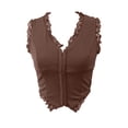 thumbnail image 6 of Womens Camisole Lace Trimmed Slim Fit Button Front Tank Top Back Detail Solid Color Brown XL, 6 of 6