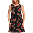 thumbnail image 1 of Balery Watermelon Vestidos de verano para mujer con estampado: vestido holgado sin mangas, vestido playero informal y cómodo para días calurosos., 1 of 7