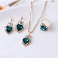thumbnail image 1 of Nvzi Conjunto de joyas de diamantes de imitación con forma de gota de agua a la moda, collar con colgante de gota de agua retro,conjunto de joyas para madre, novia, boda, verde B, 1 of 4