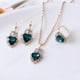 thumbnail image 1 of Nvzi Conjunto de joyas de diamantes de imitación con forma de gota de agua a la moda, collar con colgante de gota de agua retro,conjunto de joyas para madre, novia, boda, verde B, 1 of 4