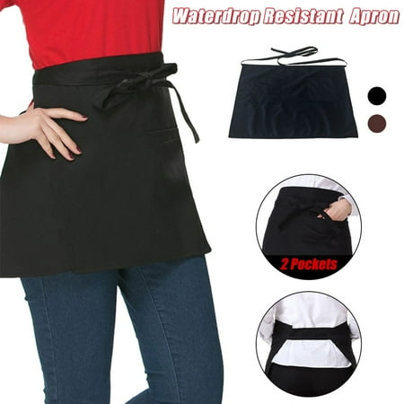 

Kitchen Gadgets Adult Waterproof 2 Pockets Waterdrop Resistant Waitress Waist Apron Chef Apron Kitchen Organization and Storage