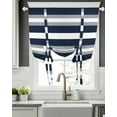 thumbnail image 5 of Navy Blue Grey Striped Tie Up Curtains for Window, Thermal Insulted Balloon Shade Adjustable Rod Pocket Curtains Valance Panels for Kitchen Bathroom Cafe 42 x 45 Farmhouse Stripes Minimalist, 5 of 6