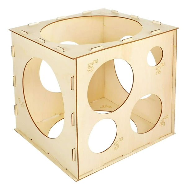 Caja medidora de globos, cubo de madera, adorno para bodas, fiestas, decoración, suministros, columnas, multifuncional, cumpleaños, 9 agujeros