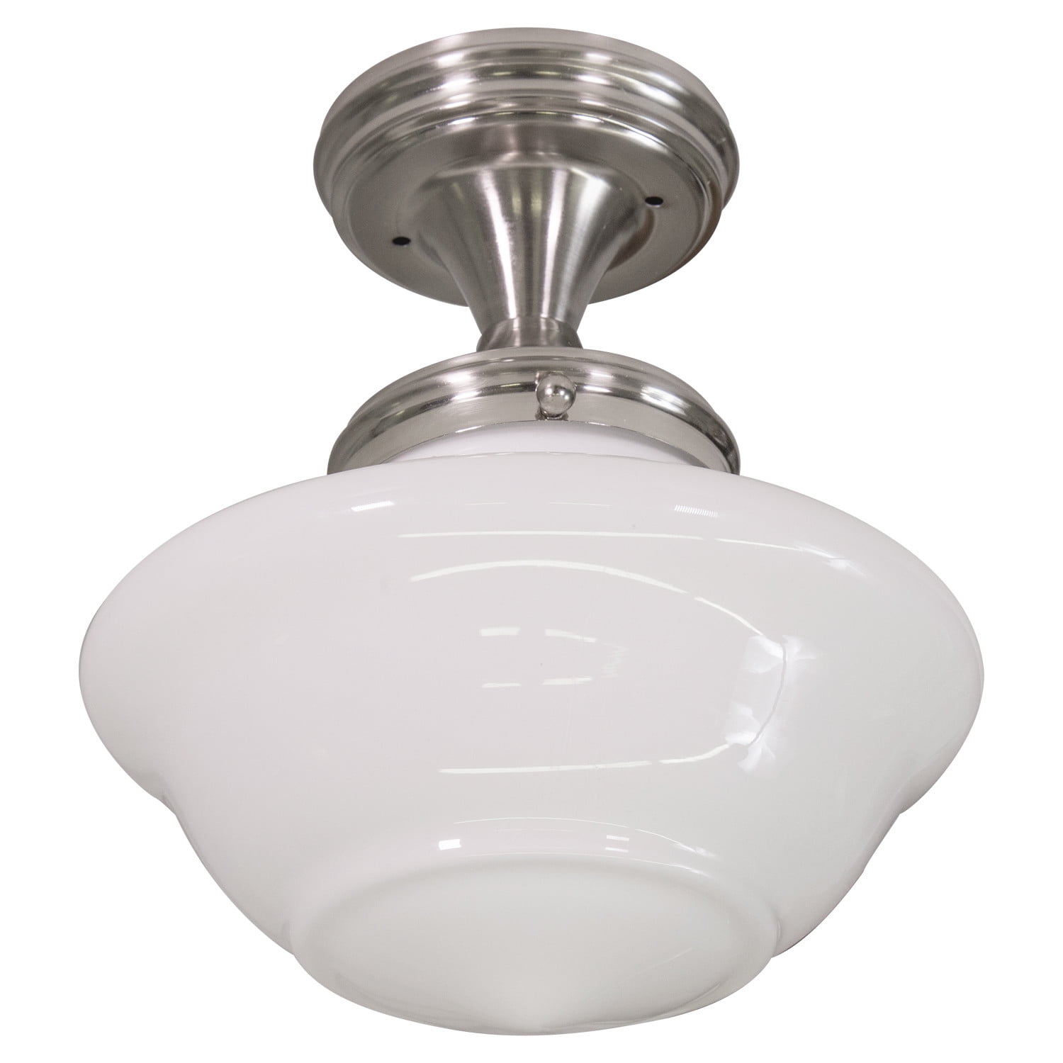 Design House Schoolhouse 9" Semi-Flush Mount Ceiling Light, Satin Nickel
