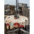 thumbnail image 2 of Outdoor Tablecloths with Umbrella Hole & Zipper, Rustic Crane Round Tablecloths 60 Inch, Vintage Red Teal Spring Floral Botanical Waterproof Table Cloth, Patio/Pool/Picnic Table Covers, 2 of 8