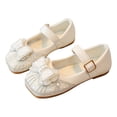 thumbnail image 5 of Dakaela 1-11Y Girls Mary Jane Dress Shoes Toddler Square Toe Rhinestone Bow Ballet Flats Little Big Kids School Party Wedding Shoes White, 5 of 6
