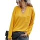 thumbnail image 3 of Blusas de manga larga con cuello en V, blusas casuales de manga larga con cuello en V para mujer, blusas de moda para mujer, diseño elevado, 3 of 9