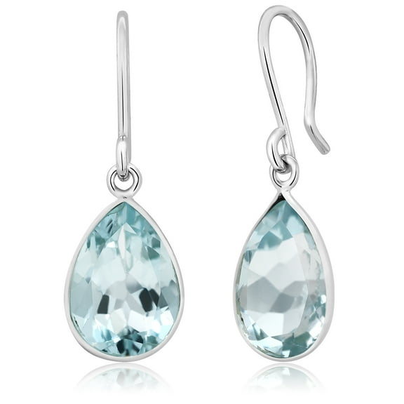 Gem Stone King 6.00 Cttw Swiss Blue Topaz Earrings in 925 Sterling Silver | Pear Shaped 12X9MM | Gemstone Birthstone | Drop Dangle Teardrop Earrings for Women
