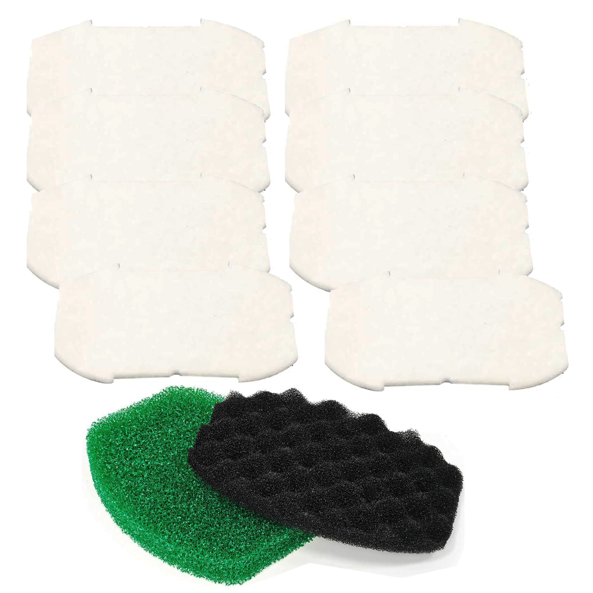 Qzbhct 14 Pack Pond Filter Pads,Coarse and Fine Sponge for Inpond 5-in-1 600 & 6-in-1 900 Model, 1 Green Foam, 1 Black Filter & 12 Polymer Wool Cartridge