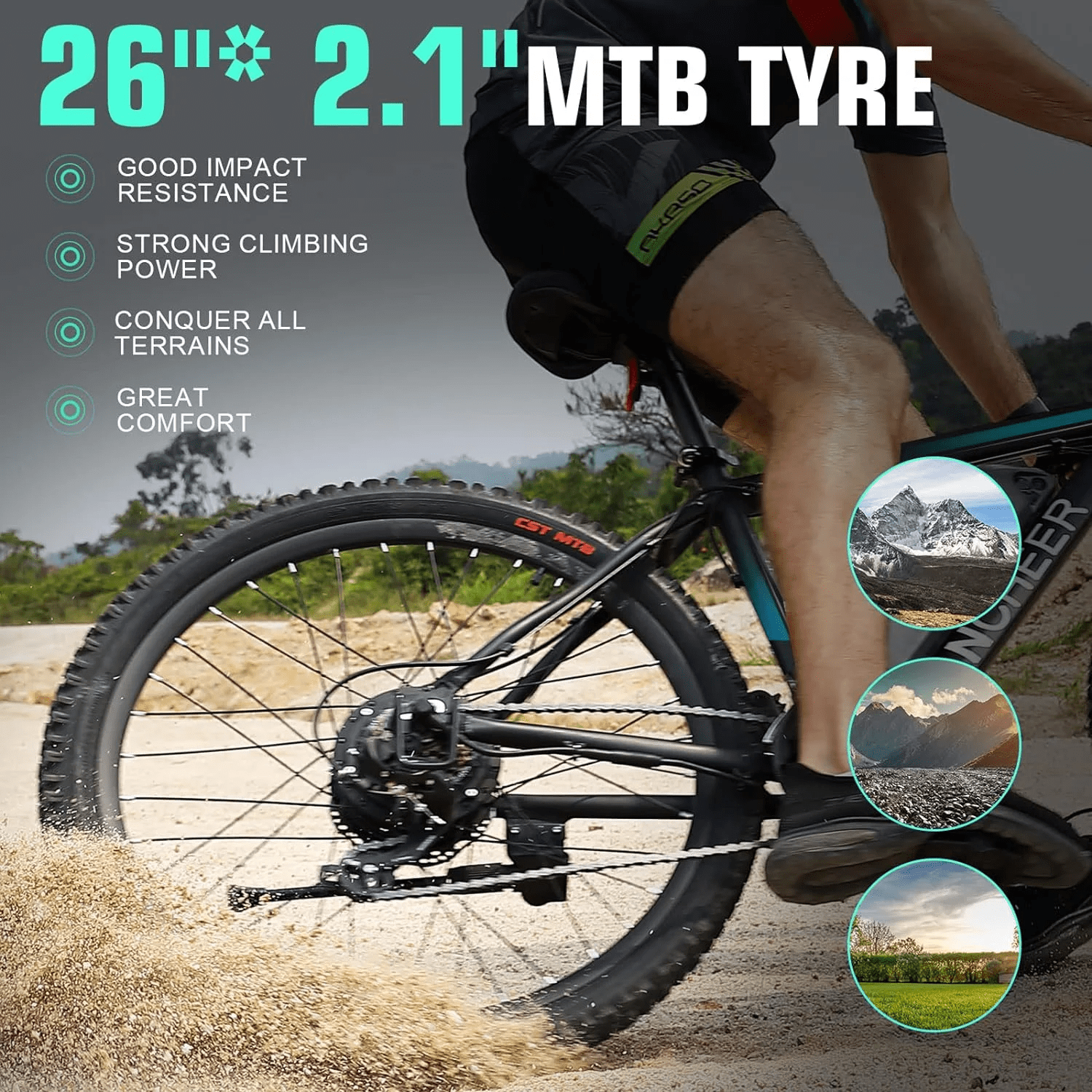ANCHEER Gladiator 500W 26" Electric Bike for Adults, Electric Mountain Bike with 2.1 Inch eMTB Tire, 48V 10.4Ah Battery, 3H Fast Charge, Shimano 21 Speed, Adults Electric Bicycle UL2849