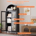 thumbnail image 3 of 73'' H Metal Arched Bookcase Cabinet with 3 LED Strips, Lockable Glass Door Display Cabinet for Living Room, Home Office, Black, 3 of 8