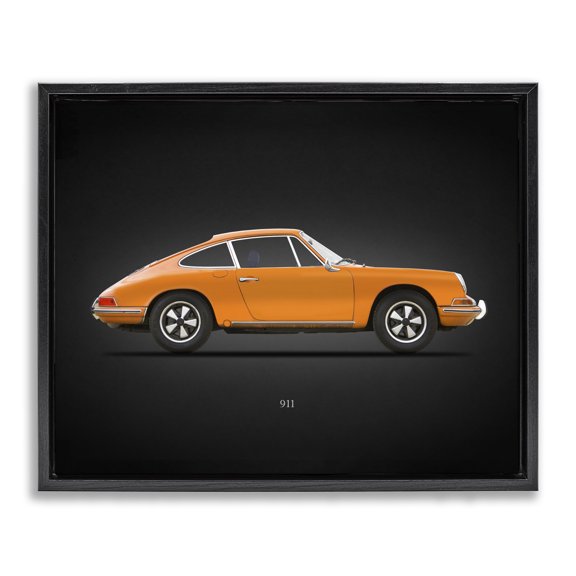 Stupell Industries Mid-Century Orange Classic Coupe Black Floating Frame Canvas Art, 21 x 17, by Mark Rogan
