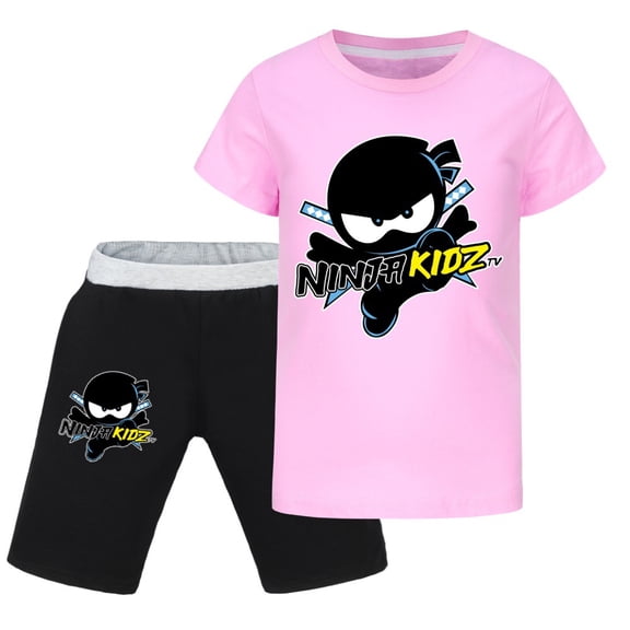 Kids Boys Girls Ninja Kidzs Cartoon Graphics Printed Costume Casual Sport Outfit Set T-Shirts Set Summer Short Sleeve Shirt&Short Pants 2 Piece Theme Party Tops Cotton Tees Clothes Anime Gift 3-13