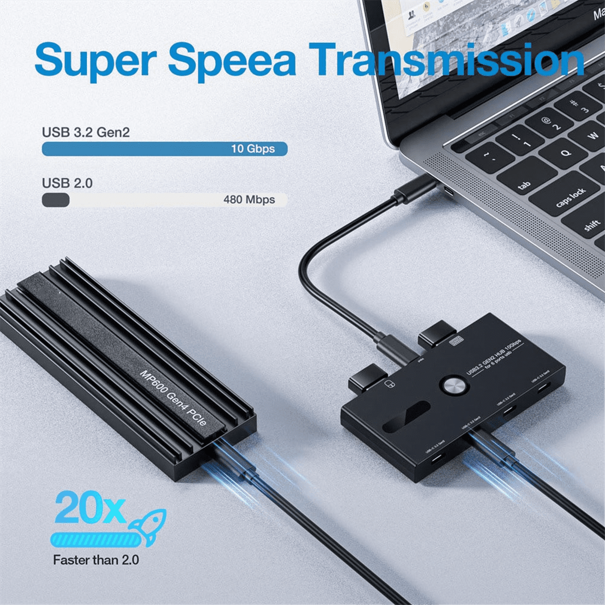 10Gbps USB C Hub, 6 Ports USB C Splitter, USB C to USB C Hub for PC, Laptop,HUB Hub 3.2 Gen2 4-Port USB C Splitter