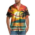 thumbnail image 2 of Cllios Mens Hawaiian Shirt Summer Tropical Print Holiday Tops Quick Dry Cuban Collared Short Sleeve T-shirts Casual Button Down Bowling Shirts S-5XL, 2 of 5