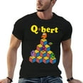 thumbnail image 3 of Qbert Retro Video Game Graphic Mens T Shirts Cotton Short Sleeve T-Shirt Crew Neck Tees Casual Shirt, 3 of 5