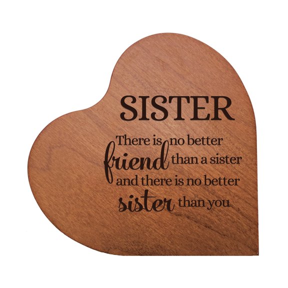 Engraved Wooden Heart Block 5” x 5.75” x 0.75”- Sister
