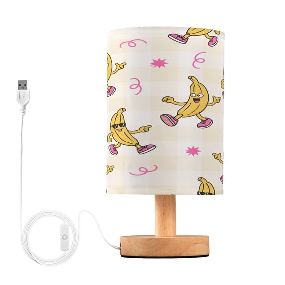 Banana Table Lamp, Fully Dimmable Nightstand Lamp with USB and Linen Fabric Shade, Modern Gifts for Bedroom, Living Room, Office