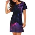 thumbnail image 2 of Gukieu Galactic Wolf Stare Print Women's Nightgown, A-line Round Neck Short-sleeved Nightgown Pajamas Home Wear Suitable for Home and Outing, 2 of 6
