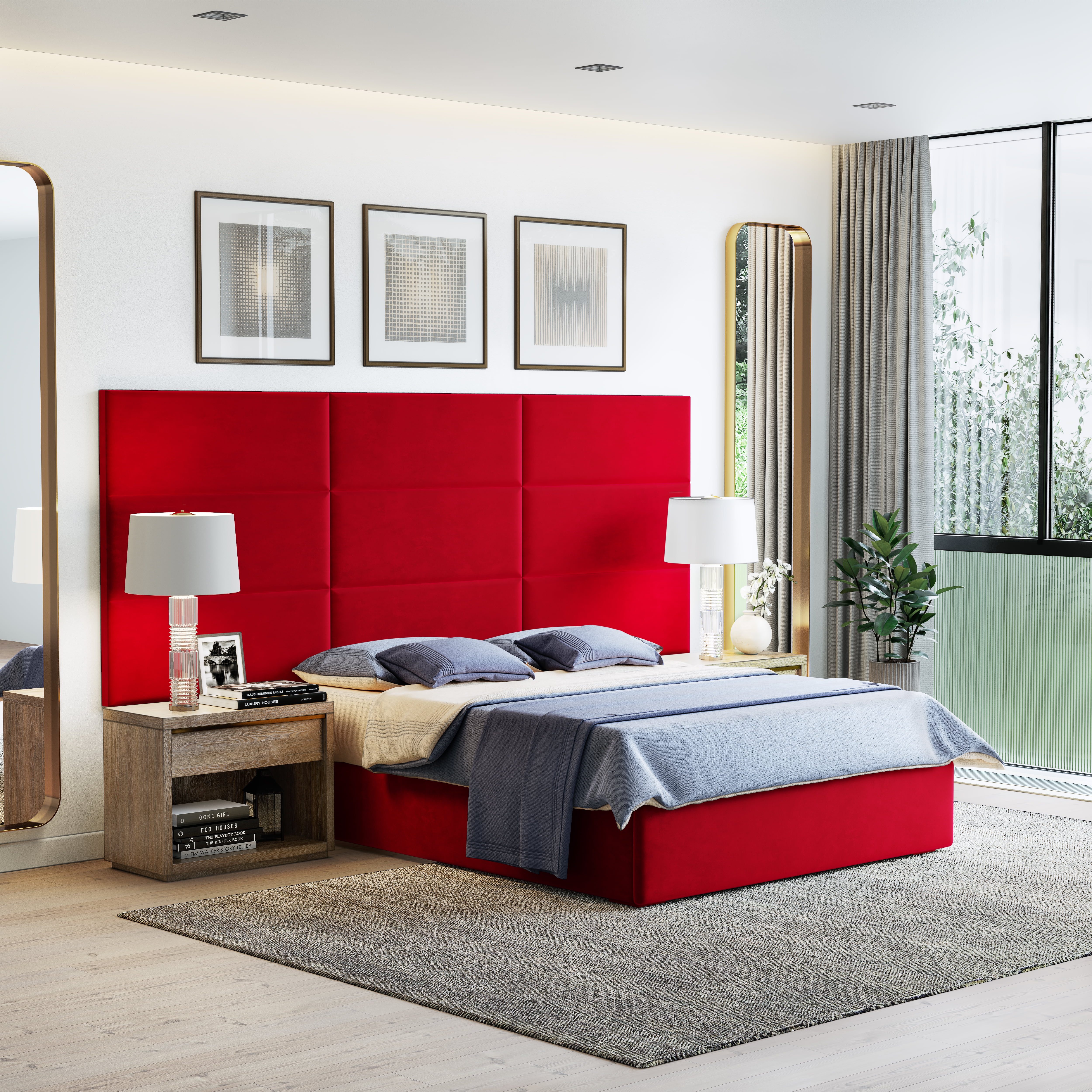 Red velvet headboard Outlet