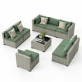 thumbnail image 3 of MRUAKA 9 Pieces Patio Conversation Set, Outdoor Sectional PE Rattan Wicker Furniture Seat,Light Green, 3 of 7