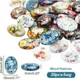 thumbnail image 6 of 50pcs Oval Glass Cabochons 25x18mm Flower Printed Glass Cabochons Vintage Mixed Color Mosaic Tile for Craft Photo Pendant Earring Necklace Keychain Jewelry Making, 6 of 9