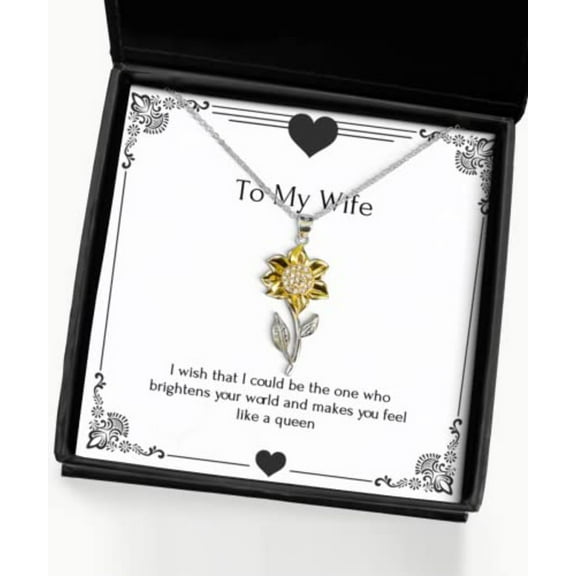 Love Wife Gifts, I Wish That I Could be The one who brightens Your World and, Fun Holiday Sunflower Pendant Necklace from Wife, Gift Ideas for Wife, Wife Gift Guide, Best Gifts for Wife
