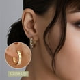 thumbnail image 4 of Gilded 1/4 Carat Total Weight Lab-Grown Diamond Chunky Round Hoop Earrings for Women in 14KT Gold Plated Sterling Silver | Hypoallergenic Fine Jewelry | Hinged Closure | SI1 Clarity, F Color, 4 of 8