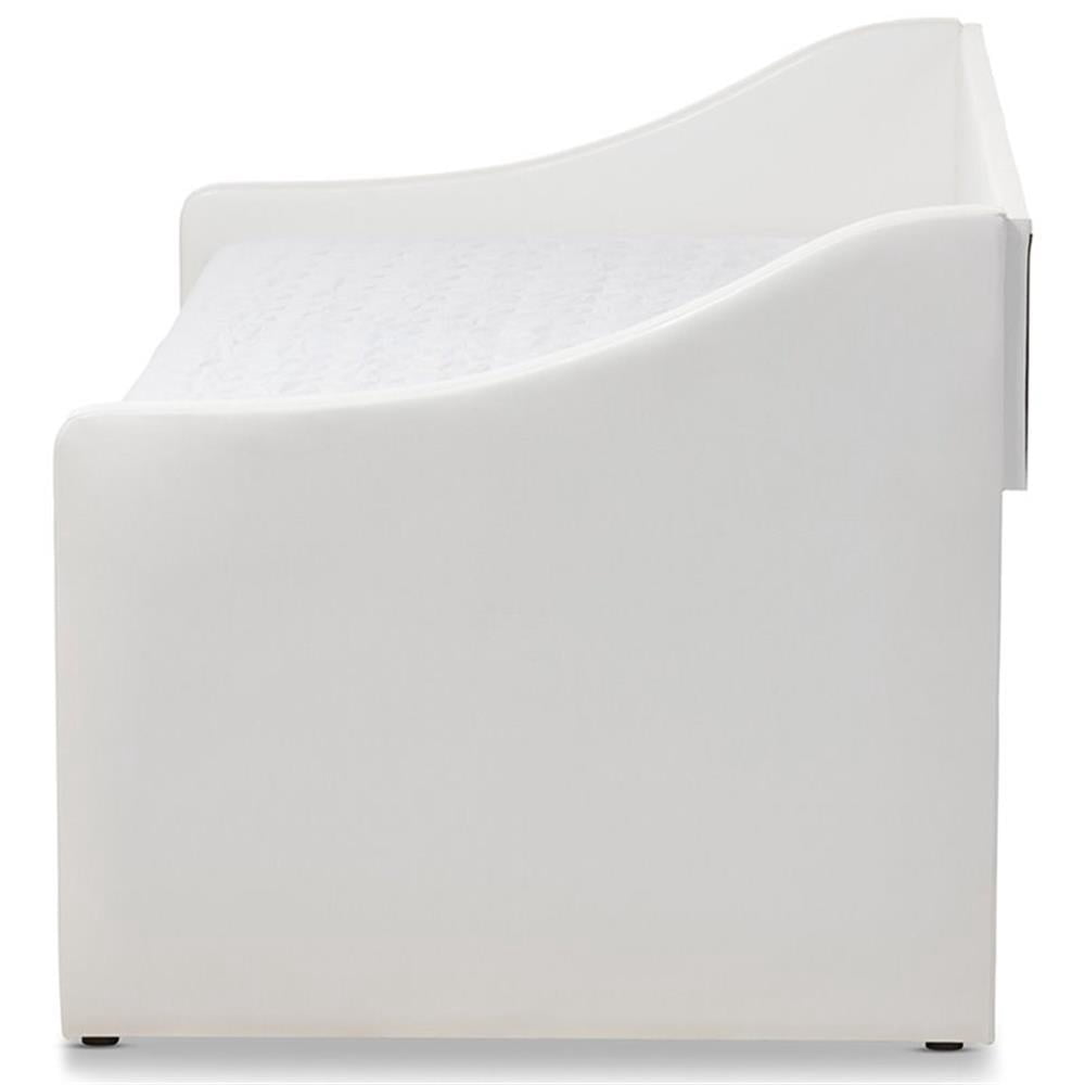 Baxton Studio Barnstorm Modern and Contemporary Faux Leather Upholstered Daybed with Guest Trundle Bed, White