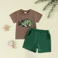 thumbnail image 2 of Ymyiu Boys Short Sets Toddler Baby Boy Clothes Short Sleeve Tops Shirt Casual Shorts Sets 2Pcs Summer Outfit 6-12 Months (Green,6-12 Months), 2 of 7