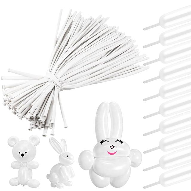 Globos YXYL 260 blancos, 100 piezas, largos de látex para modelar