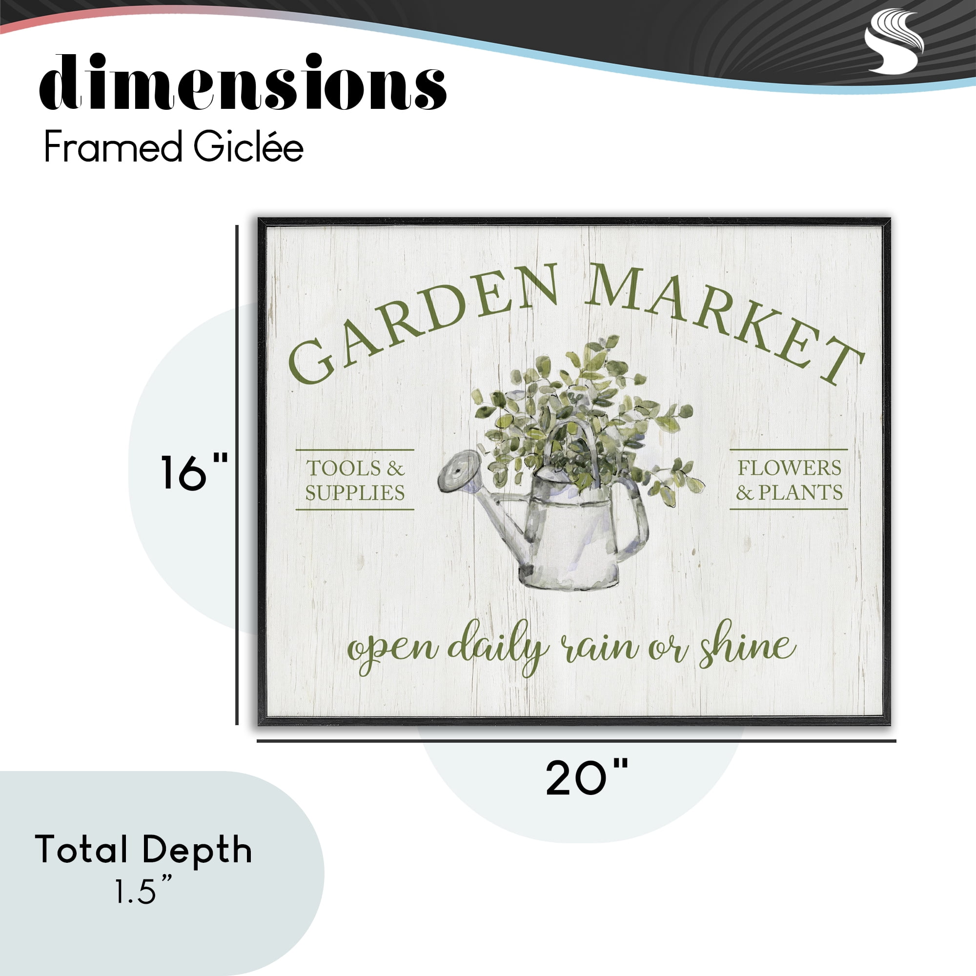 Stupell Industries Open Daily Garden Market Black Framed Giclee Art, design by Sally Swatland