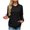 Black, variant on WREESH Women's Ribbed Knit Hooded Sweatshirt Long Sleeve Casual Drawstring Hoodies with Pockets Black