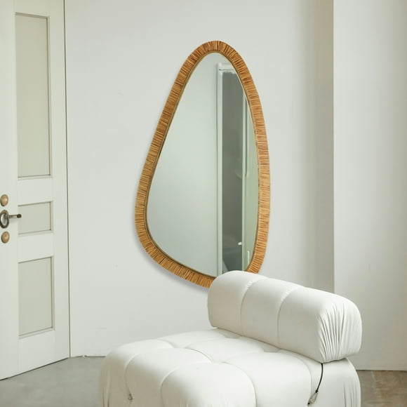 Mirrorize Canada 27x49 Brown Ratttan Irregular Mirror