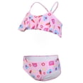 thumbnail image 5 of Shadoumai Girls Swimsuit 2 Piece Tiered Ruffled Bikini Set with Ruffled Hem Summer Beach Bathing Suit for 6-14 Years, 5 of 9