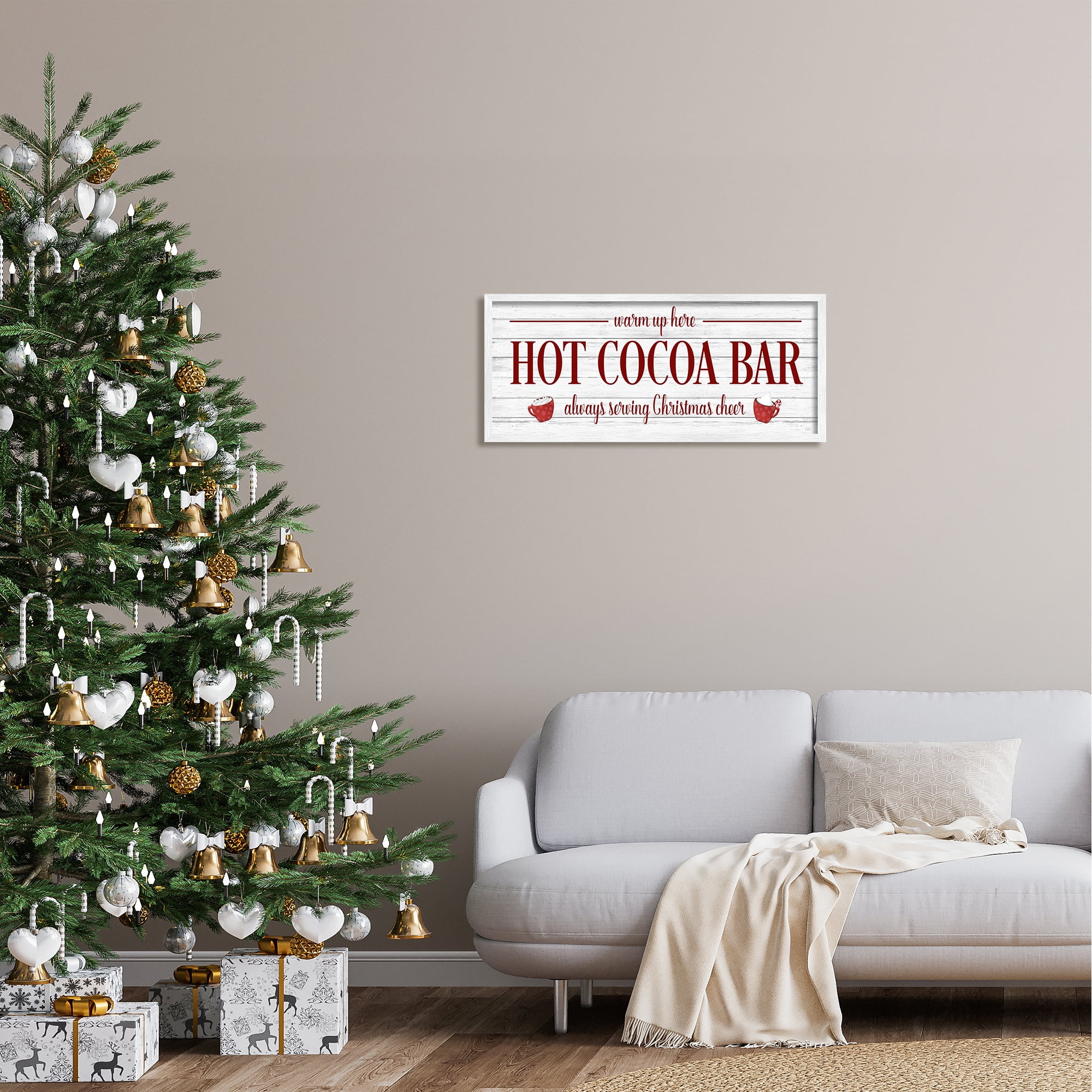 Stupell Industries Hot Cocoa Bar Winter Beverage Holiday Painting White Framed Art Print Wall Art