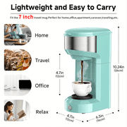 Single Serve Coffee Maker for K Pod, 2-in-1 Coffee Maker Single Serve & Ground Coffee Brewer, Quick Brew 6 to 14oz Brew size Carefree Auto Shut Off Small Coffee Machine for Apartment