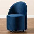 thumbnail image 5 of Bowery Hill 18" Modern Velvet Upholstered Rolling Accent Chair in Blue, 5 of 6