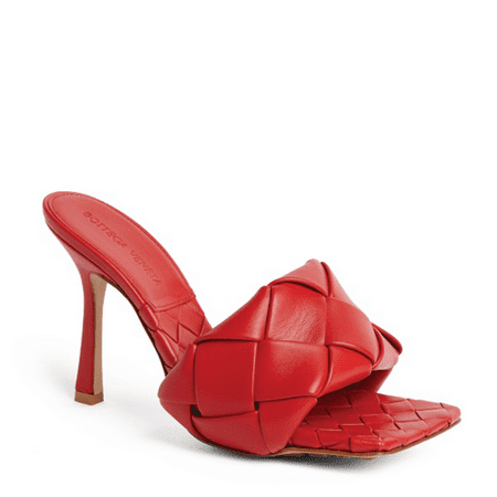 

Womens Braided Heels Sandals Square Open Toe Heeled Leather Mule Woven Slides Stiletto Slip On Quilted High Heel Shoes