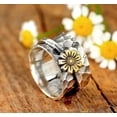 thumbnail image 2 of Womens Rotating Ring Silver Daisy Floral Design Alloy Electroplated Finish Adjustable for Sizes 7 8 9 10 and 11 Fashion Jewelry, 2 of 3