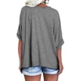 thumbnail image 3 of Summer Short Sleeved Women V-Neck Casual Solid Tee Shirt, 3 of 5