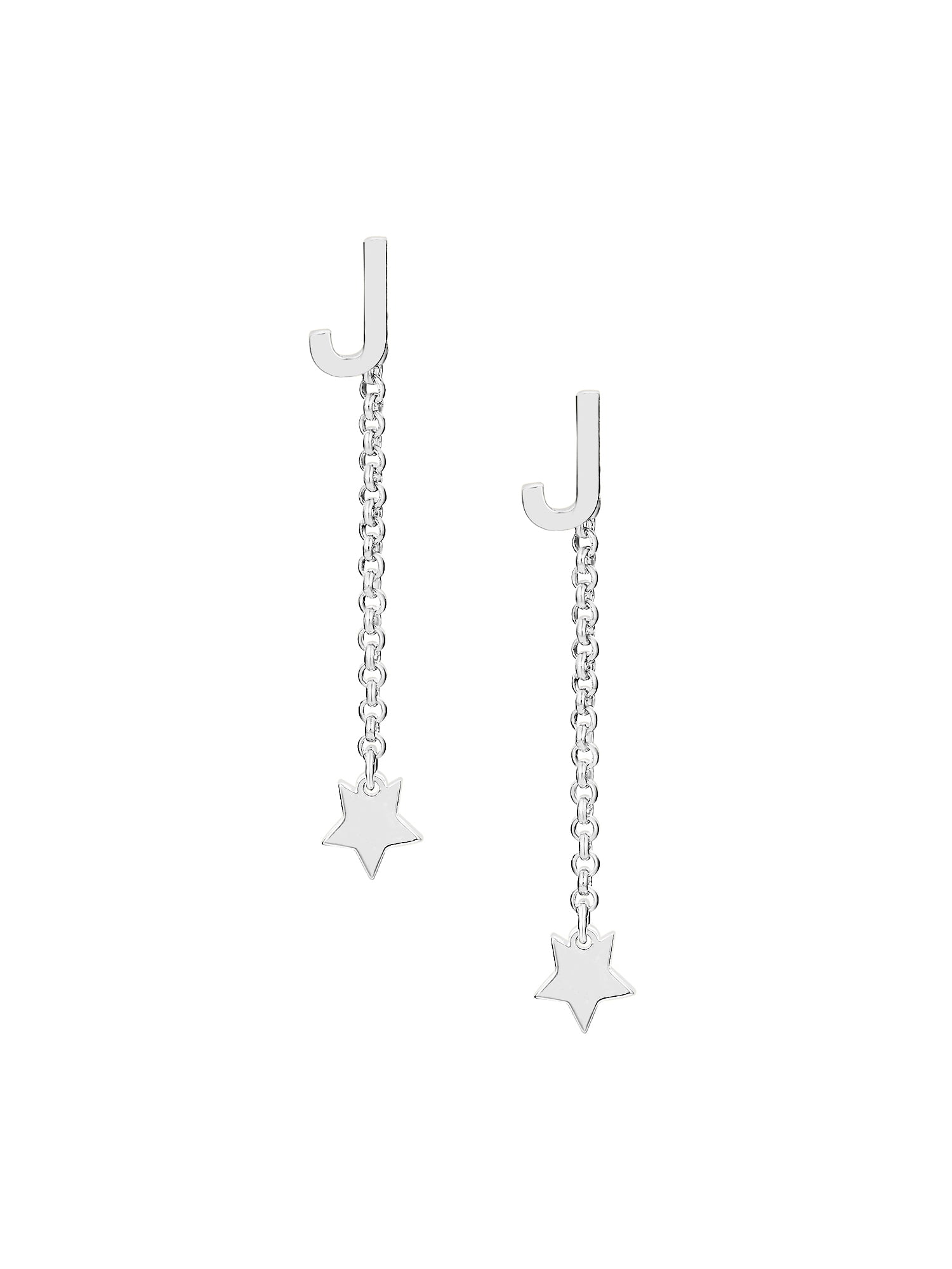Personalized Planet Women's Initial Earring with Star Dangle Button Drop Earrings